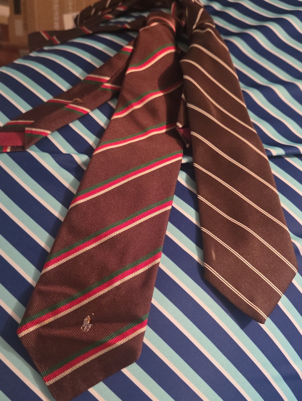Brown Striped Men's Tie - Classic Diagonal Stripe Design..both Together